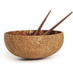 Kokoskommen met eetstokjes - Set van 2 - zero waste - handgemaakt - duurzaam cadeau - geschenkdoos - coconut bowl