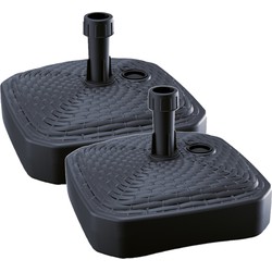 Prosperplast Parasolvoet - 2x - vierkant - rotan - antraciet - 12 l - Parasolvoeten