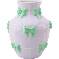 Vase -  Flower Vase Ribbons - Dolomite - Lilac/Mint - 14x14x19cm