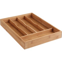 Decopatent® Bamboe Bestekbak 5 Vaks - Besteklade Organizer - Bestek Opbergen - Opbergbak - Bestekcassette - Hout - 25x34x4.3 Cm