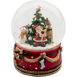 Clayre & Eef Sneeuwbol Kerstman Ø 15x20 cm Rood Groen Kunststof Glas Rond