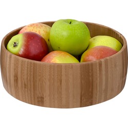 5Five Fruitschaal/fruitmand Bali - bamboe hout - D29 x H10 cm - bruin - rond - Fruitschalen