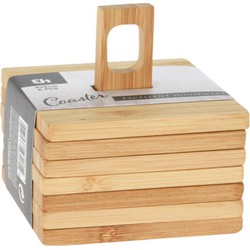 Excellent Houseware - Onderzetters voor glazen - 6st - bamboo - 9x9 cm - Glazenonderzetters