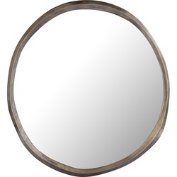 PTMD Limara Brass alu round mirror irregular border S