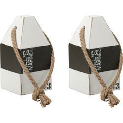Excellent Houseware Deurstopper - 2x - havenpaal hout met touw 18 cm - Deurstoppers