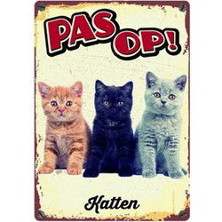 PLENTY GIFTS WAAKBORD BLIK KATTEN 15X21 CM
