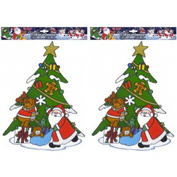 2x stuks kerst decoratie stickers kerstman/rendier plaatjes 40 cm - Feeststickers