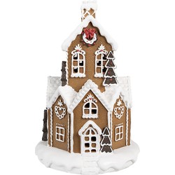 Clayre & Eef Gingerbread house met LED 20x20x32 cm Bruin Kunststof