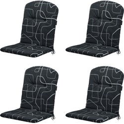 Madison -  Kuipstoelkussen Hoge Rug Joah grey - Ca. 96x45 cm - Set van 4
