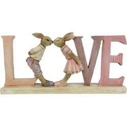 Clayre & Eef Beeld Konijn 19x3x9 cm Roze Polyresin Love Woonaccessoires