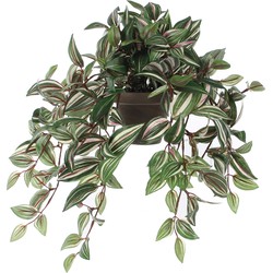 Mica Decorations Tradescantia Kunst Hangplant in Bloempot Stan - H45 x Ø25 cm - Groen