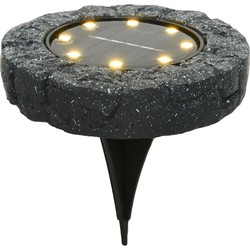 Lumineo Solar grond prikspot/tuinspot - kunststeen - steengrijs - 11 x 2 cm - Prikspotjes