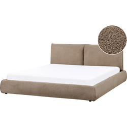Beliani VINAY - Tweepersoonsbed-Bruin-Bouclé