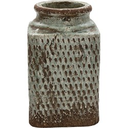 Clayre & Eef Vaas  16x16x27 cm Grijs Terracotta Vierkant Decoratie Vaas