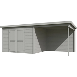 Blokhut met overkapping Kjeld 550x250 Platinum Grey