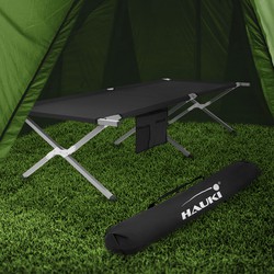 Campingbed Opvouwbaar campingbed 210x83x46 cm Zwart met draagtas tot 150 kg Hauki
