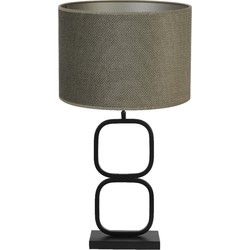 Tafellamp Lutika/Vandy - Zwart/Olijf groen - Ø30x67cm