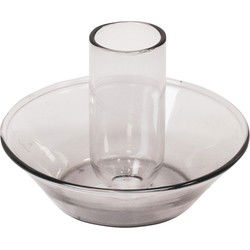 Candle holder - Glass - Grey- 9,5x9,5x7cm