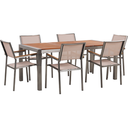 GROSSETO  - Tuinset voor 6 - Beige - RVS