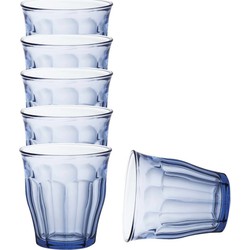 Drinkglazen/waterglazen Picardie - 6x stuks - blauw glas - 250 ML - Drinkglazen