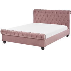 Beliani AVALLON - Tweepersoonsbed-Roze-Fluweel