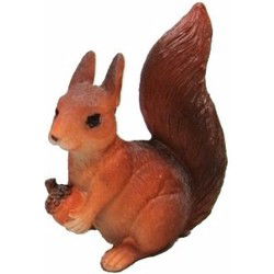Beeldje eekhoorn met eikel - bruin - polystone - 7,5 cm - dieren - Beeldjes