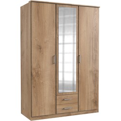 Kast 2 deuren 1 deur spiegel en 2 laden - L135 cm