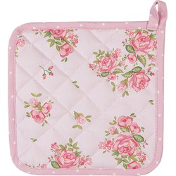 Clayre & Eef Pannenlap  20x20 cm Roze Katoen Vierkant Rozen