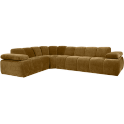 WOOOD Mojo Hoekbank Links - Ribstof - Honinggeel - 74x310x230
