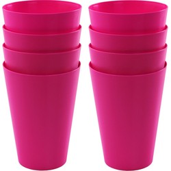 12x drinkbekers van kunststof 430 ml in het roze - Drinkbekers