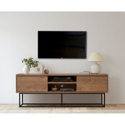 TV Meubel Rodez Walnoot Zwart Melamine 140x50x40 cm