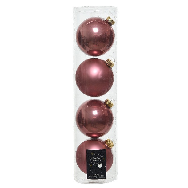 Tubes met 4x roze kerstballen van glas 10 cm glans en mat - Kerstbal - Decoris - | HomeDeco.nl