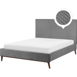 BAYONNE  - Tweepersoonsbed - Lichtgrijs - 140 x 200 cm - Fluweel