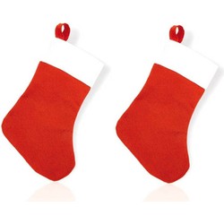 2x Voordelige kerstsokken 32 cm rood/wit - Kerstsokken