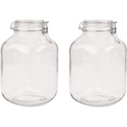 2x Glazen confituren pot/weckpotten 4250 ml/4,2 liter met beugelsluiting en rubberen ring - Weckpotten