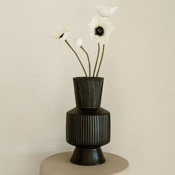 Indore Home - Vaas Boho - Bloemenvaas - Vaas Ribbel - Woonkamer decoratie - Vaas Zwart - L