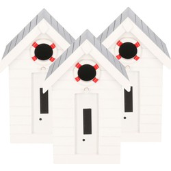 3x stuks wit vogelhuisje strandhuis voor kleine vogels 21 cm - Vogelhuisjes
