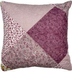Clayre & Eef Kussenhoes 40x40 cm Paars Polyester Bloemen Sierkussenhoes
