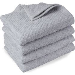 DoubleDry Handdoekenset - Popcorn Weave - 4 Stuks - 70x140 cm - 100% Katoen - OEKO-TEX Made in Green - Licht Grijs