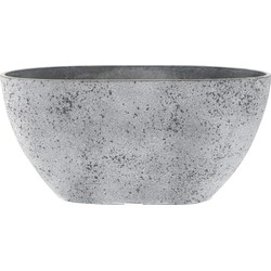 Bloempot/plantenpot balkonbak van gerecycled kunststof beton grijs D36 x 16 en H16 cm - Plantenpotten