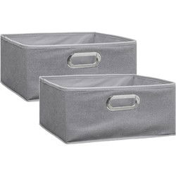5Five Opbergmand/kastmand - 2x - grijs - linnen - 31 x 31 x 15 cm - Opbergmanden