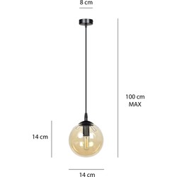 Billund amber bol 14 cm hanglamp met regelbare hoogte 1x E14