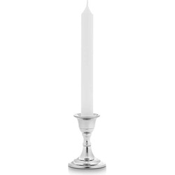 Giftdecor Kaarsen kandelaar van decoratief metaal - voor dinerkaarsen - zilver - D6 x H8 cm - kaars kandelaars