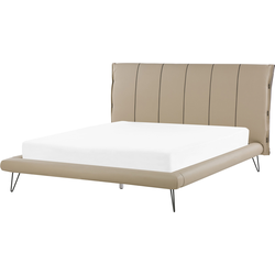 Beliani BETIN - Tweepersoonsbed-Beige-Kunstleer