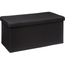 Atmosphera Poef/hocker/voetenbankje - opbergbox - fluweel zwart - PO/MDF - 38 x 38 x 76 cm - Poefs