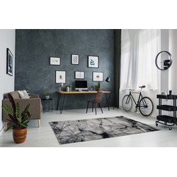 Carrara Modern Grijs Goud vloerkleed - Marmer Design