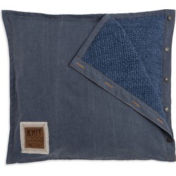Knit Factory Rick Sierkussen - Jeans/Indigo - 50x50 cm - Inclusief kussenvulling
