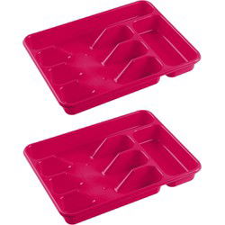 Hega Hogar Bestekbak - 2x - fuchsia roze - 5 vaks - 34x26 cm - Bestekbakken