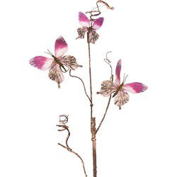 Clayre & Eef Decoratie Tak Roze Metaal Vlinders