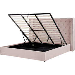 LUBBON  - Bed met opbergruimte - Roze - 180 x 200 cm - Fluweel